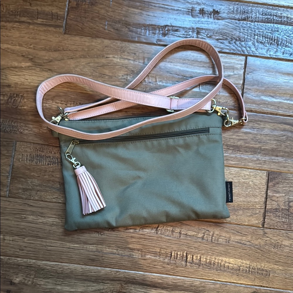 canvelle (Logan and Lenora) - Green and Pink Crossbody Bag with Adjustable Strap